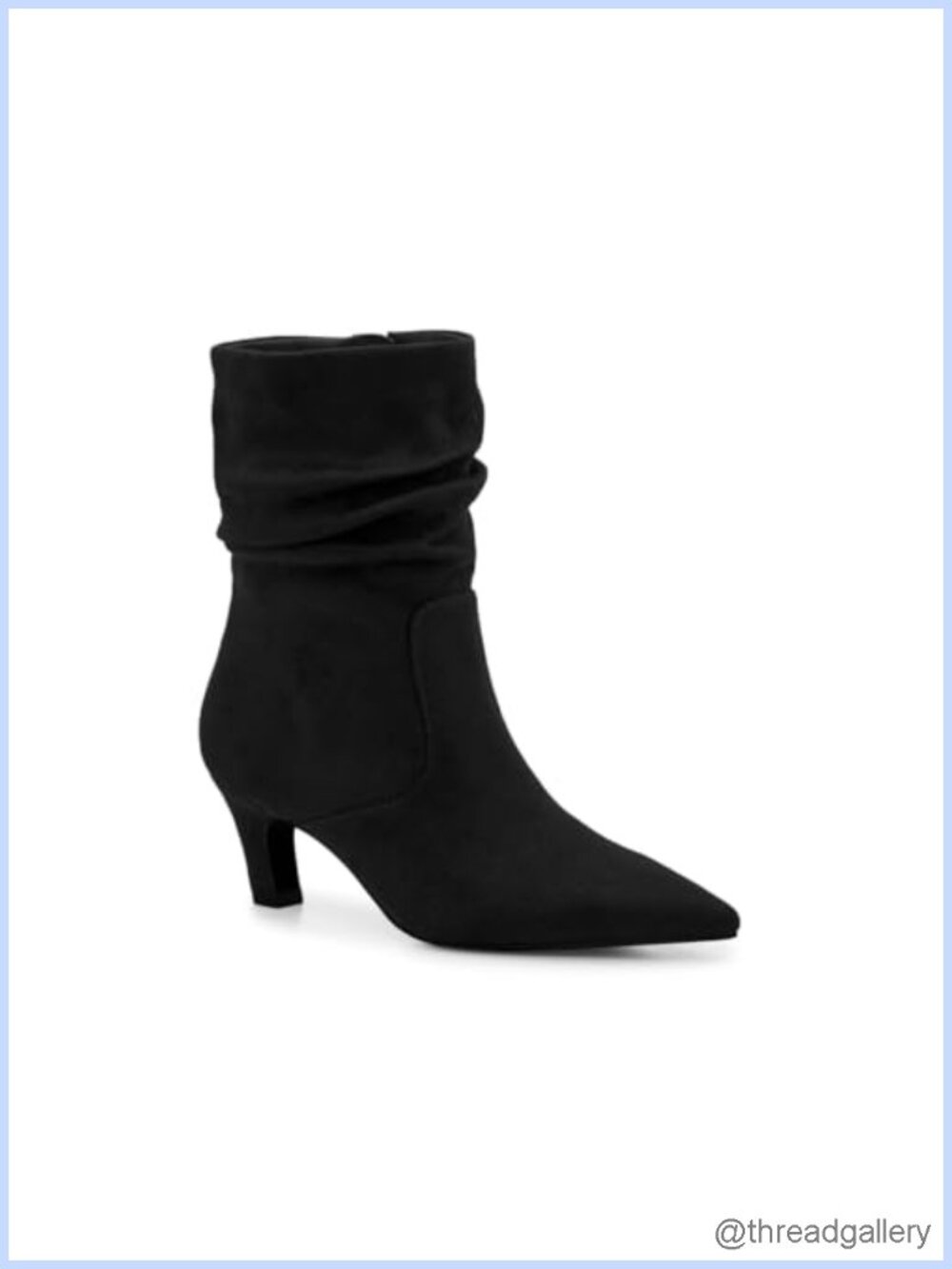 Slouchy Ankle Boots Low Kitten Heel Pointed Toe Booties Side Zipper Fall Shoes
